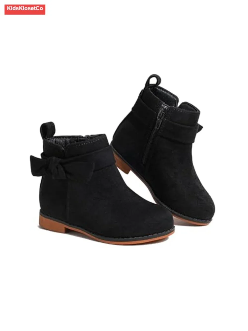 Girls Suede Ankle Boots Low Heel Round Toe Side Zip Toddler Little Kids